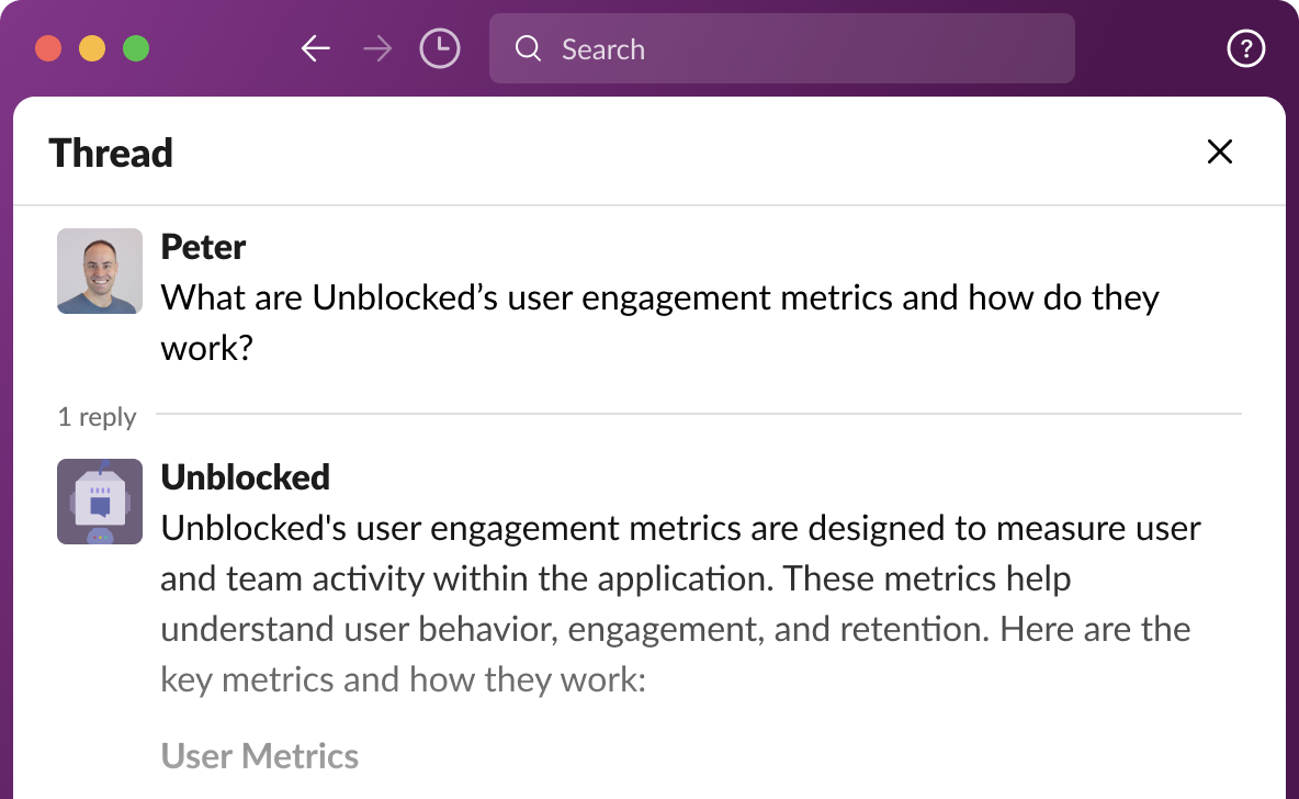 Slack integration screenshot